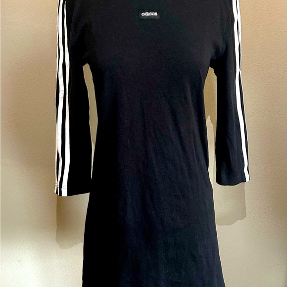 Adidas black white stripe ribbed sweater dress size Medium - Picture 4 of 7